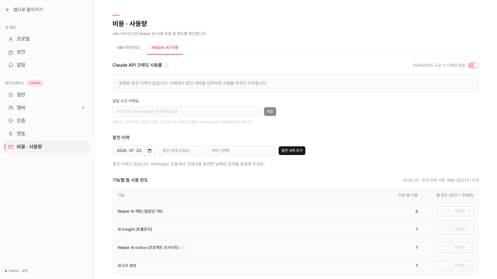 Nelper AI 비용