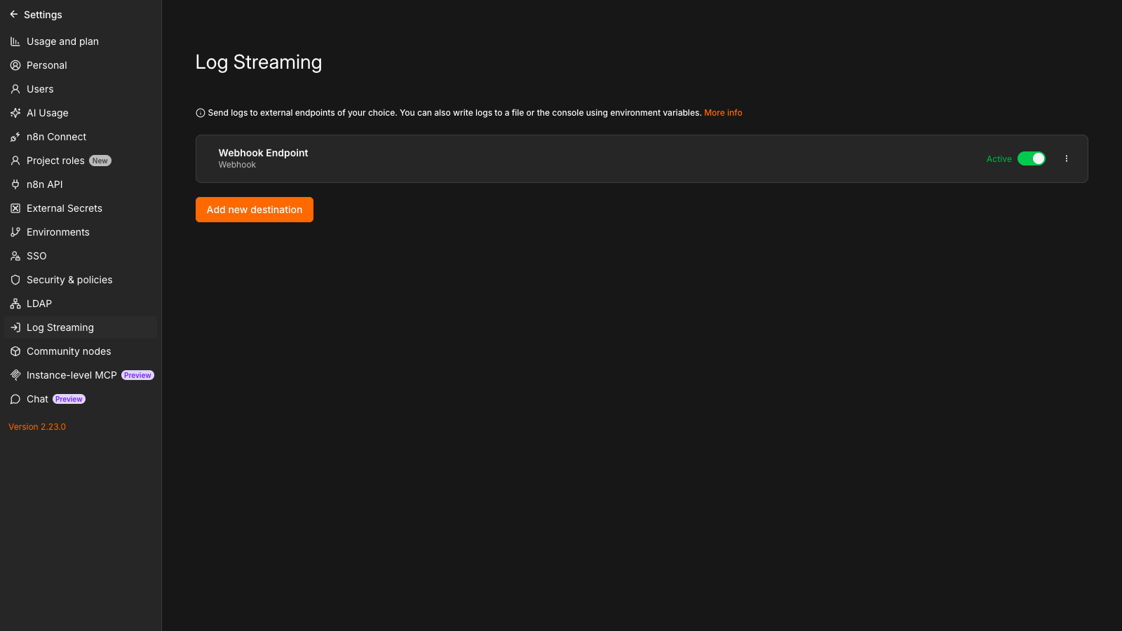 n8n Log Streaming 설정